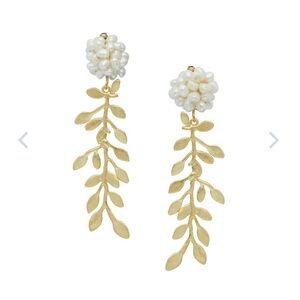 Gold and Pearl Botanical Earrings